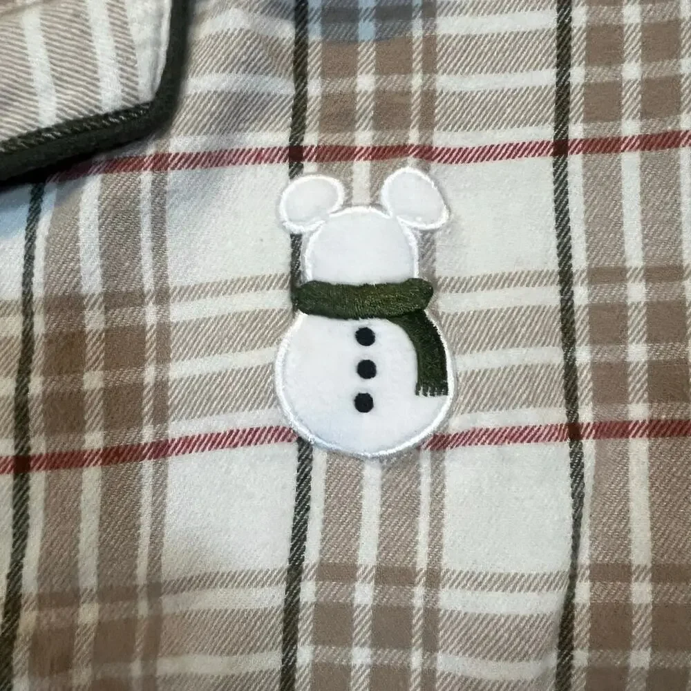 Disney Parks Mickey Mouse Snowman Plaid Pajama Top Women XXL Christmas - Picture 3 of 6
